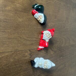 Christmas Sleeping Elves Pixies Vintage Miniature Figurine Lot Of 3 Ceramic